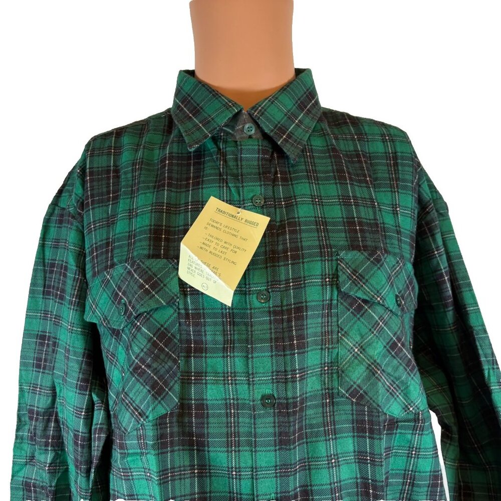 Vintage Trails End Flannel Shirt Mens Size XLT Green Button Up Lightweight 90s